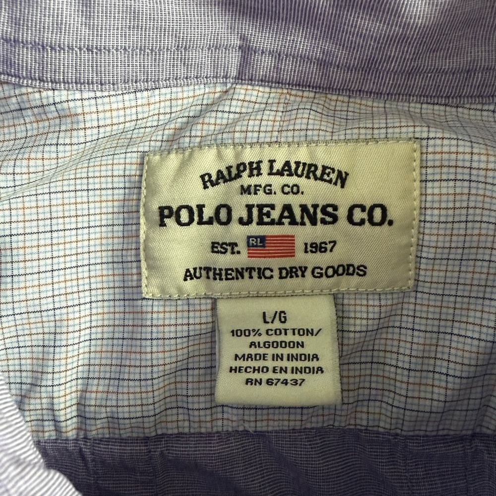 Polo Jeans Co Ralph Lauren Men’s L French Cuff Striped Shirt Vintage Y2K - Picture 5 of 9